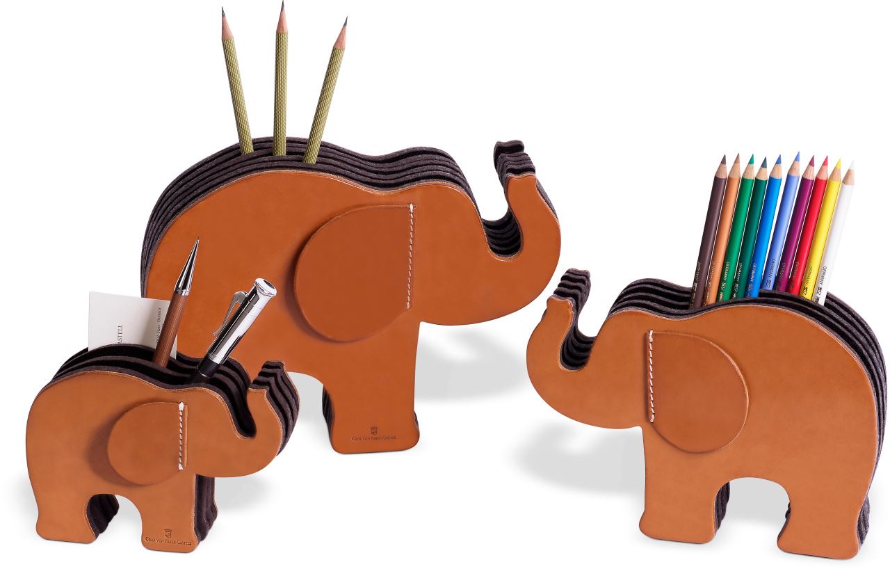 Graf-von-Faber-Castell - Elefante elaborado en piel natural, grande